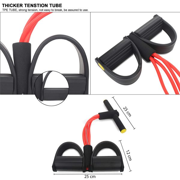 Foot Pedal Resistance Band Elastic Sit-up Pull Rope Yoga Fitness Gym – Elastic Pull Ropes Tummy Trimmer ( Random Color )
