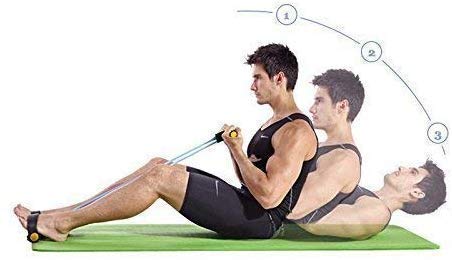 Foot Pedal Resistance Band Elastic Sit-up Pull Rope Yoga Fitness Gym – Elastic Pull Ropes Tummy Trimmer ( Random Color )